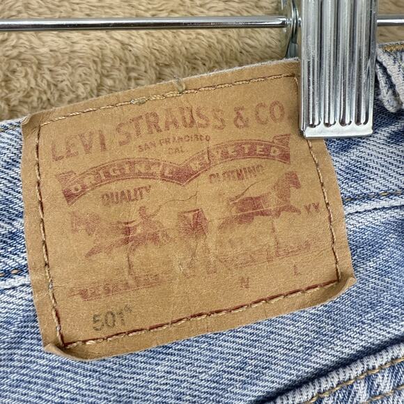 Levi's Light Blue Distressed Jean Shorts - Picture 3 of 13
